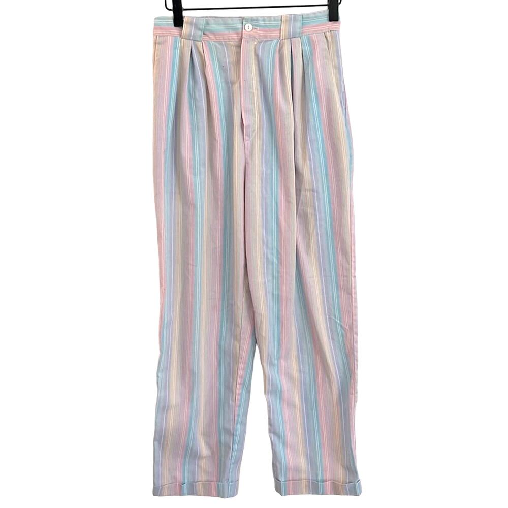 Vtg Pastel Striped Pant 26" Waist 26x26 Watercolor Cottagecore Fairycore 90s